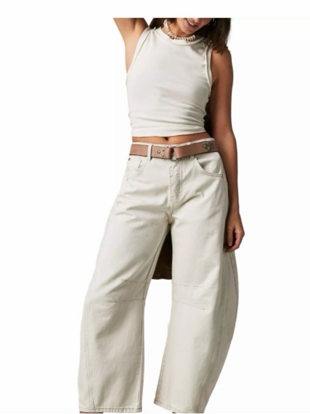 Free People Cream Corduroy Wide-Leg Pants-NWT